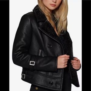 Avec les filles faux fur faux leather Moto jacket black XS